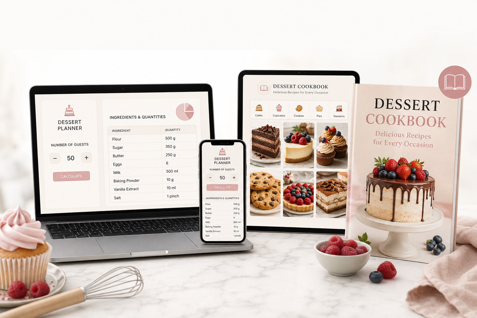Dessert organizer & Cookbook
